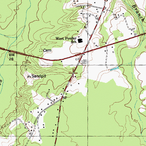 Topographic Map of Clear Branch School, NC