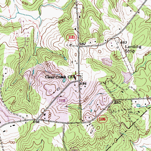 Topographic Map of Clear Creek Church, NC