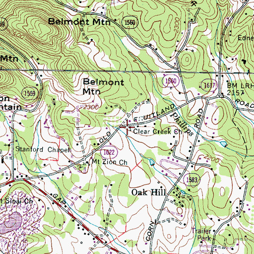 Topographic Map of Clear Creek Church, NC