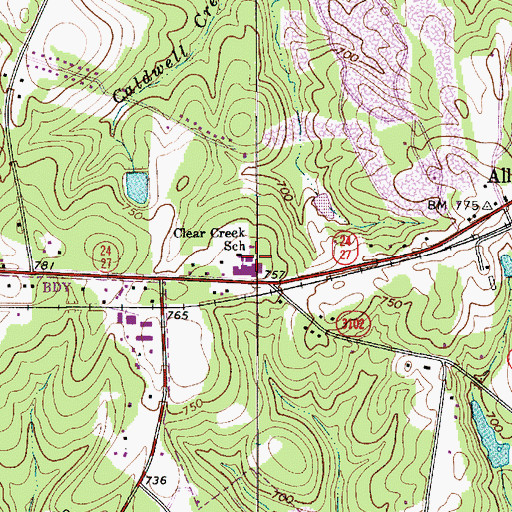 Topographic Map of Clear Creek Elementary School, NC