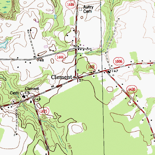 Topographic Map of Clement, NC