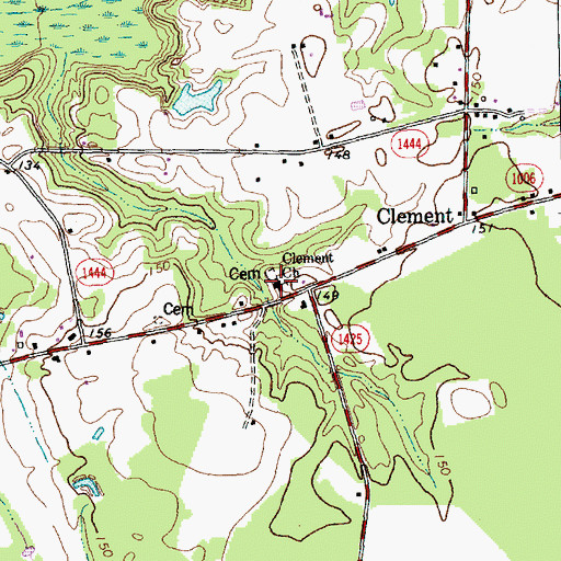 Topographic Map of Clement Church, NC