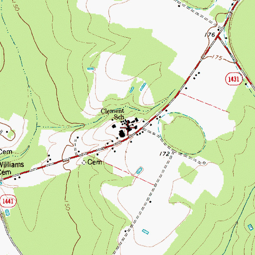 Topographic Map of Clement School, NC