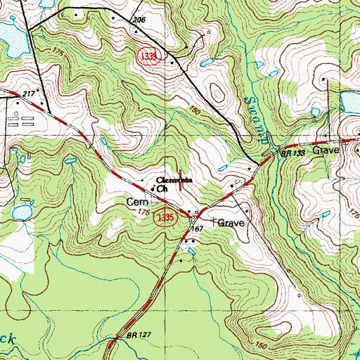 Topographic Map of Clements Church, NC