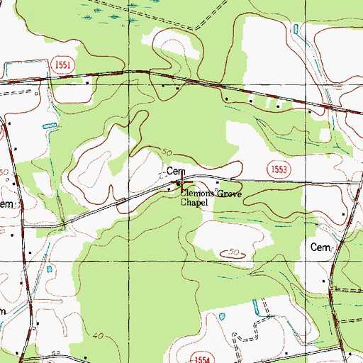 Topographic Map of Clemons Grove Chapel, NC