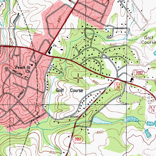 Topographic Map of Cleveland Country Club, NC