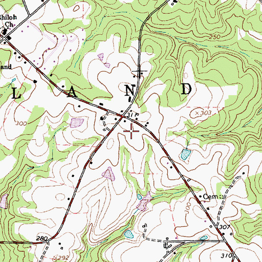 Topographic Map of Cleveland Elementary School, NC