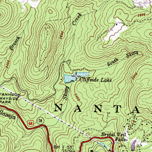 Topographic Map of Cliffside Lake, NC