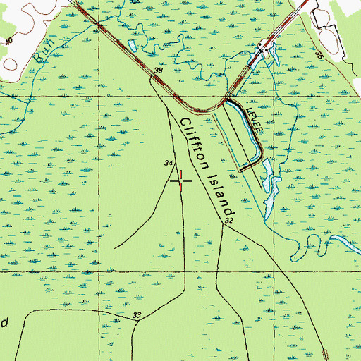 Topographic Map of Clifton Island, NC