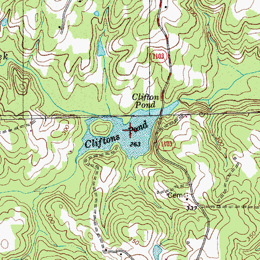 Topographic Map of Cliftons Pond, NC