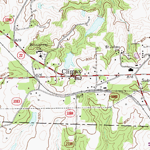 Topographic Map of Climax, NC