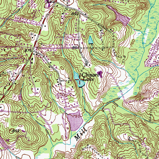 Topographic Map of Clinard Lake, NC