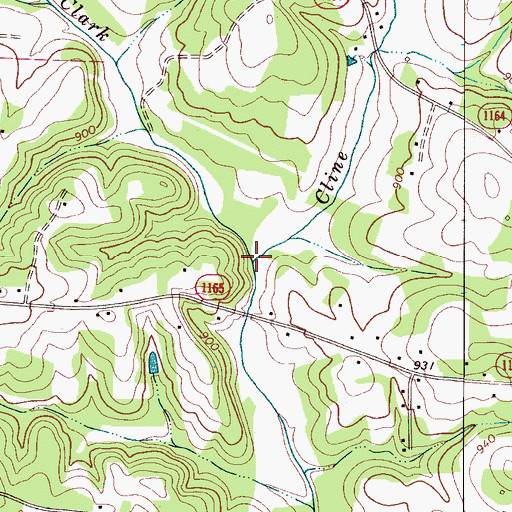 Topographic Map of Cline Creek, NC