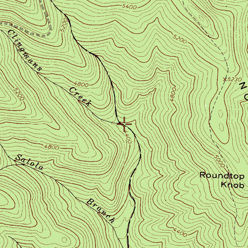 Topographic Map of Clingmans Creek, NC