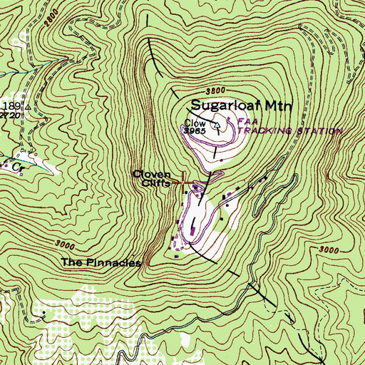 Topographic Map of Cloven Cliffs, NC