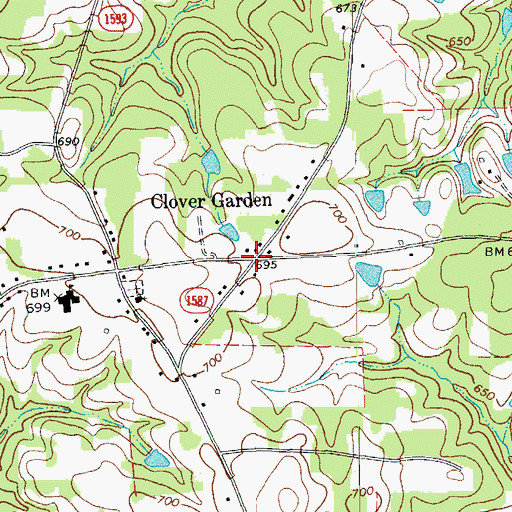 Topographic Map of Clover Garden, NC