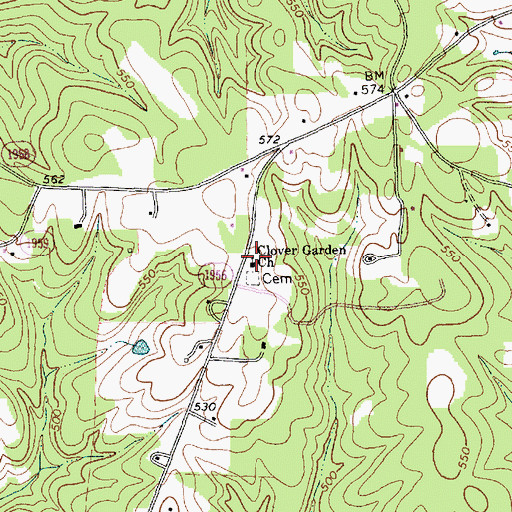 Topographic Map of Clover Garden Church, NC