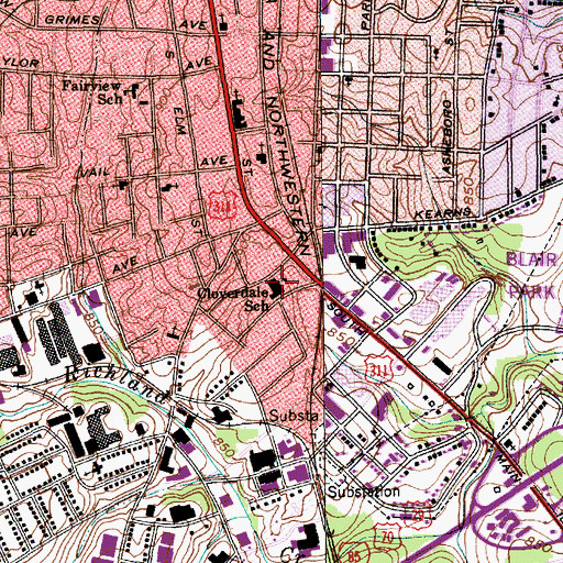 Topographic Map of Cloverdale School, NC