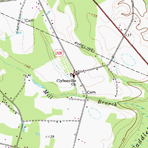 Topographic Map of Clybonville Church, NC