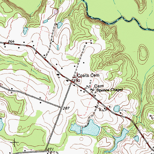 Topographic Map of Coats Cemetery, NC