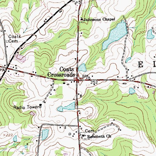Topographic Map of Coats Crossroads, NC
