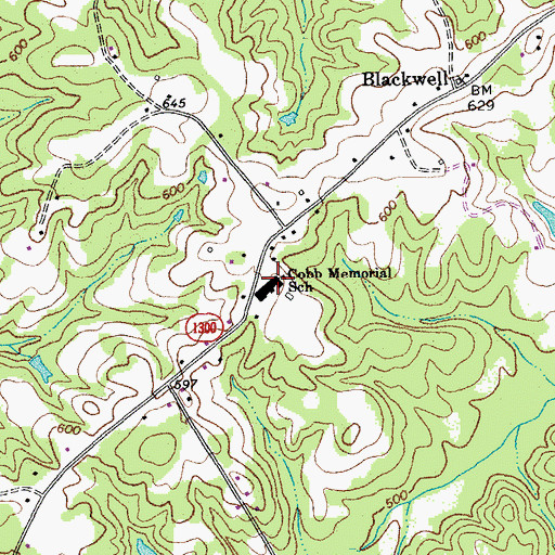 Topographic Map of Cobb Memorial School, NC