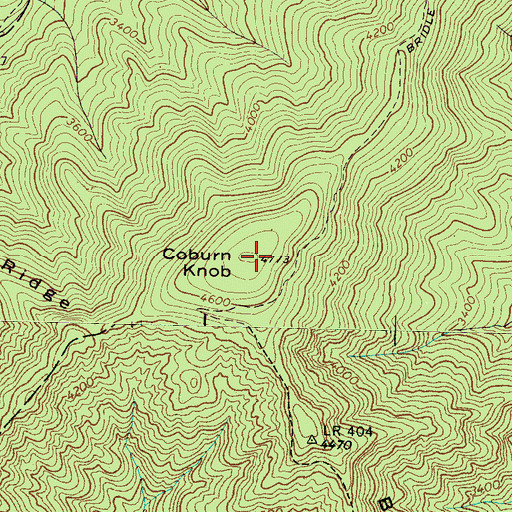 Topographic Map of Coburn Knob, NC