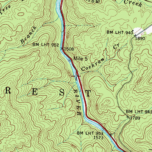 Topographic Map of Cochran Creek, NC