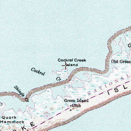 Topographic Map of Cockrel Creek Island, NC