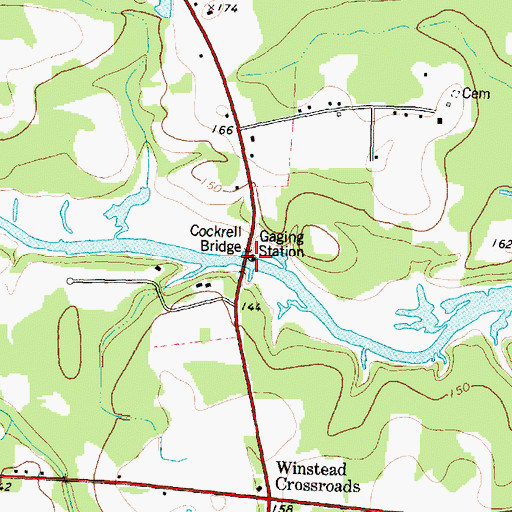 Topographic Map of Cockrell Bridge, NC