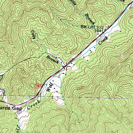 Topographic Map of Cody Branch, NC