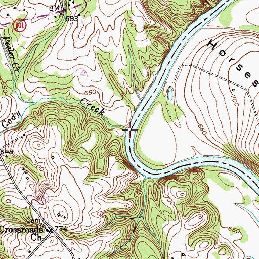 Topographic Map of Cody Creek, NC
