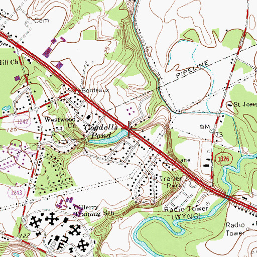 Topographic Map of Cogdells Pond, NC