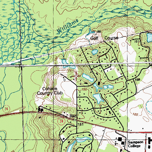 Topographic Map of Coharie Country Club, NC