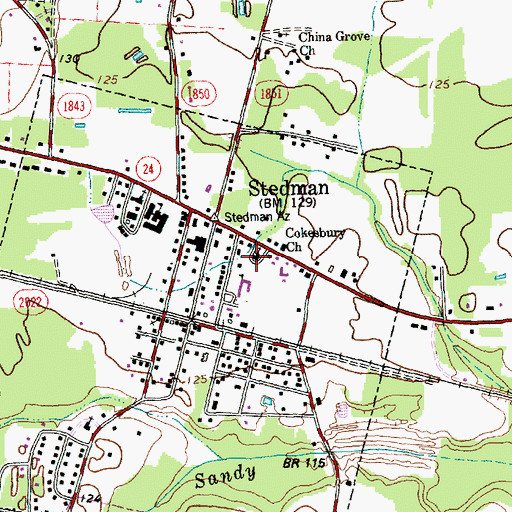Topographic Map of Cokesbury Church, NC
