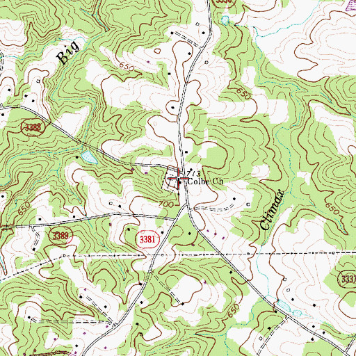 Topographic Map of Colbe Church, NC