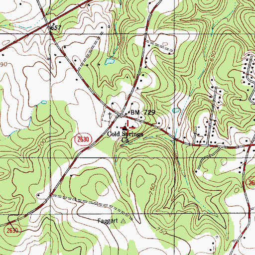 Topographic Map of Cold Springs Church, NC