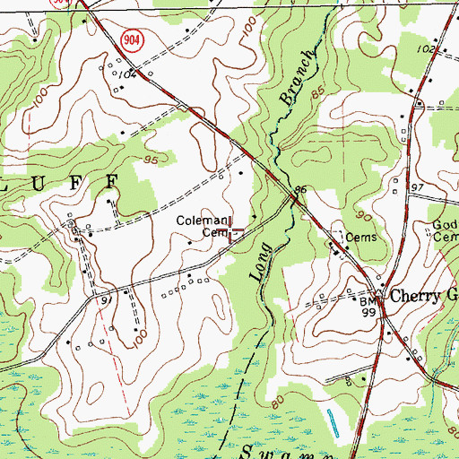 Topographic Map of Coleman Cemetery, NC