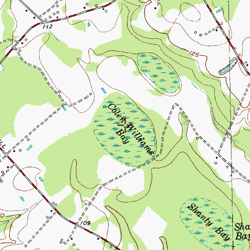Topographic Map of Colen Williams Bay, NC