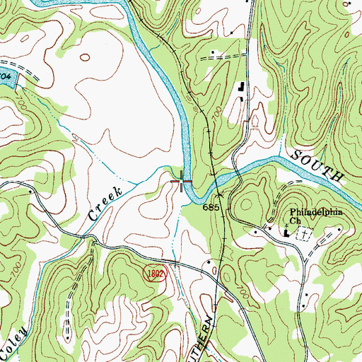 Topographic Map of Coley Creek, NC