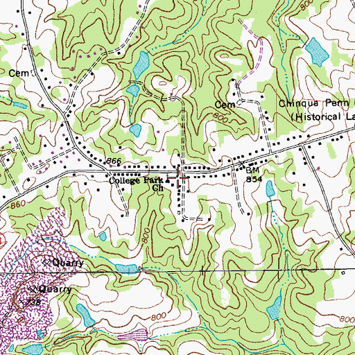 Topographic Map of College Park Baptist Church, NC