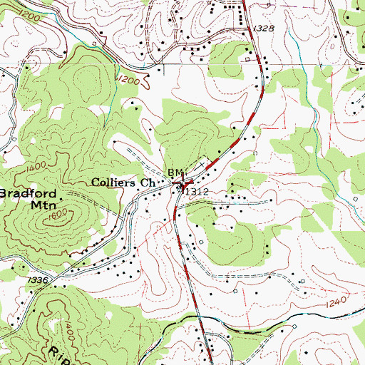 Topographic Map of Colliers Church, NC