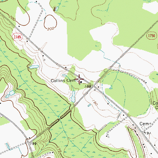 Topographic Map of Collins Cemetery, NC