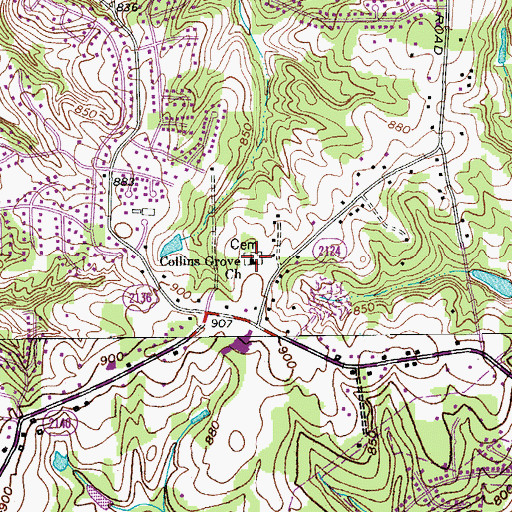 Topographic Map of Collins Grove Church, NC