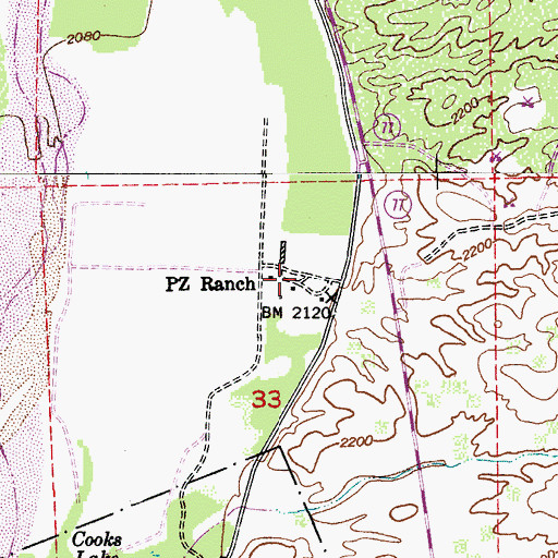 Topographic Map of PZ Ranch, AZ