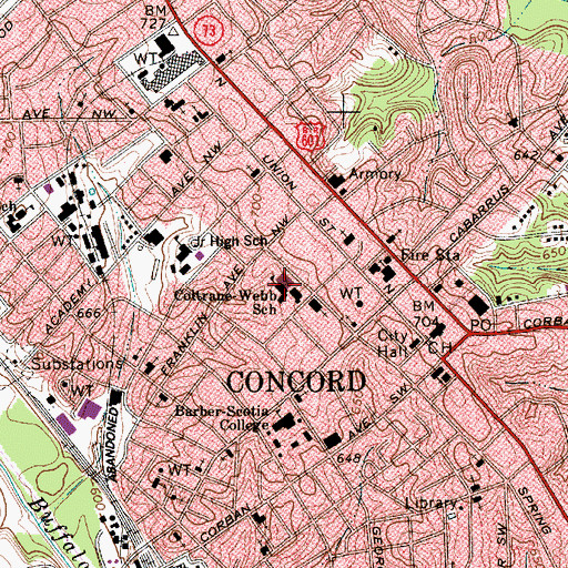 Topographic Map of Coltrane - Webb Stem Elementary School, NC