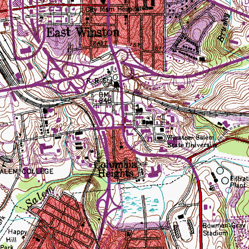 Topographic Map of Columbia Heights, NC