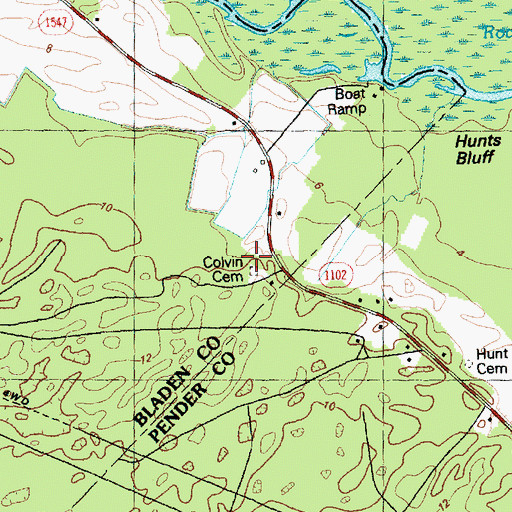 Topographic Map of Colvin Cemetery, NC