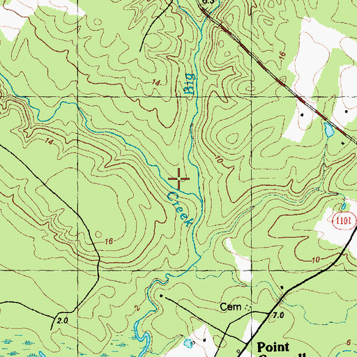 Topographic Map of Colvins Creek, NC
