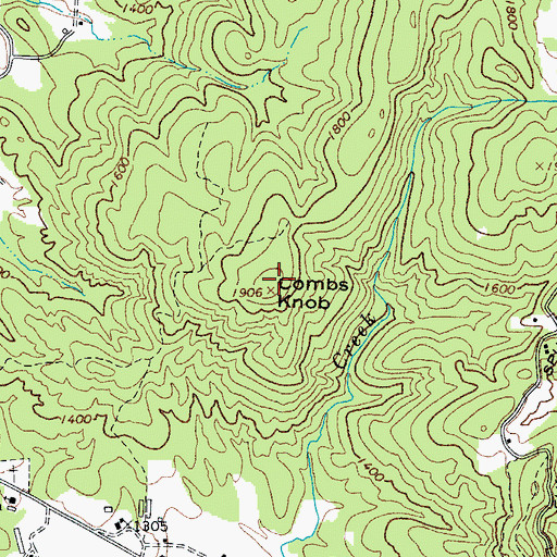 Topographic Map of Combs Knob, NC